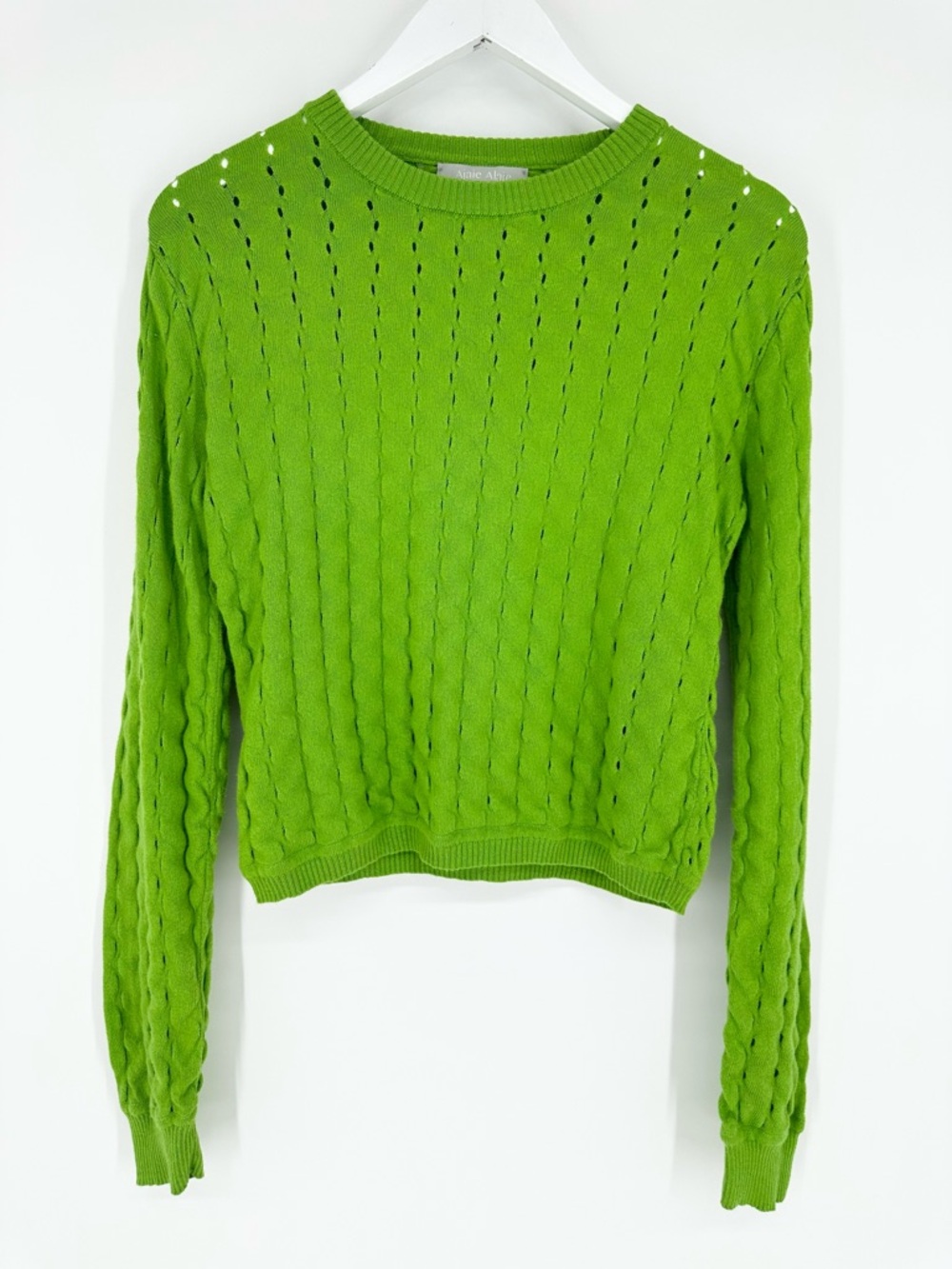 Ajaie Alaie Green Sweater Perforated Pima Cotton Baby Alpaca